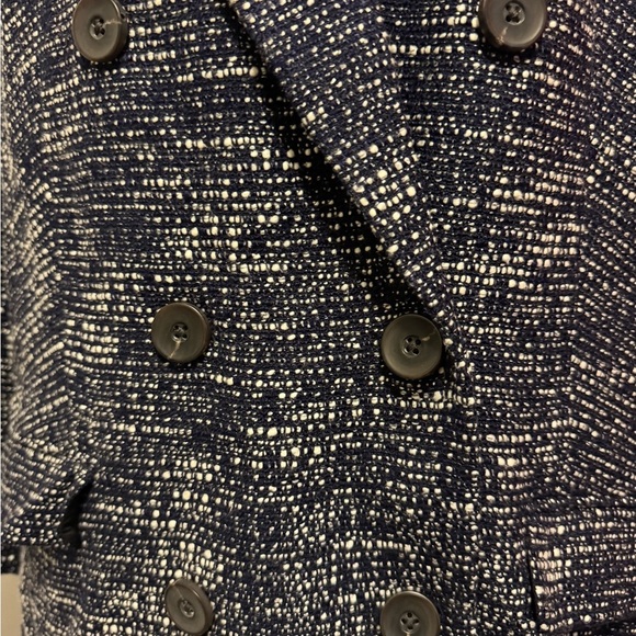 Express Navy and White Tweed Double-Breasted Coat - Picture 2 of 11